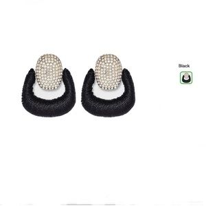 NWT SUGARFIX by BaubleBar Crystal Black Doorknocker Drop Earrings